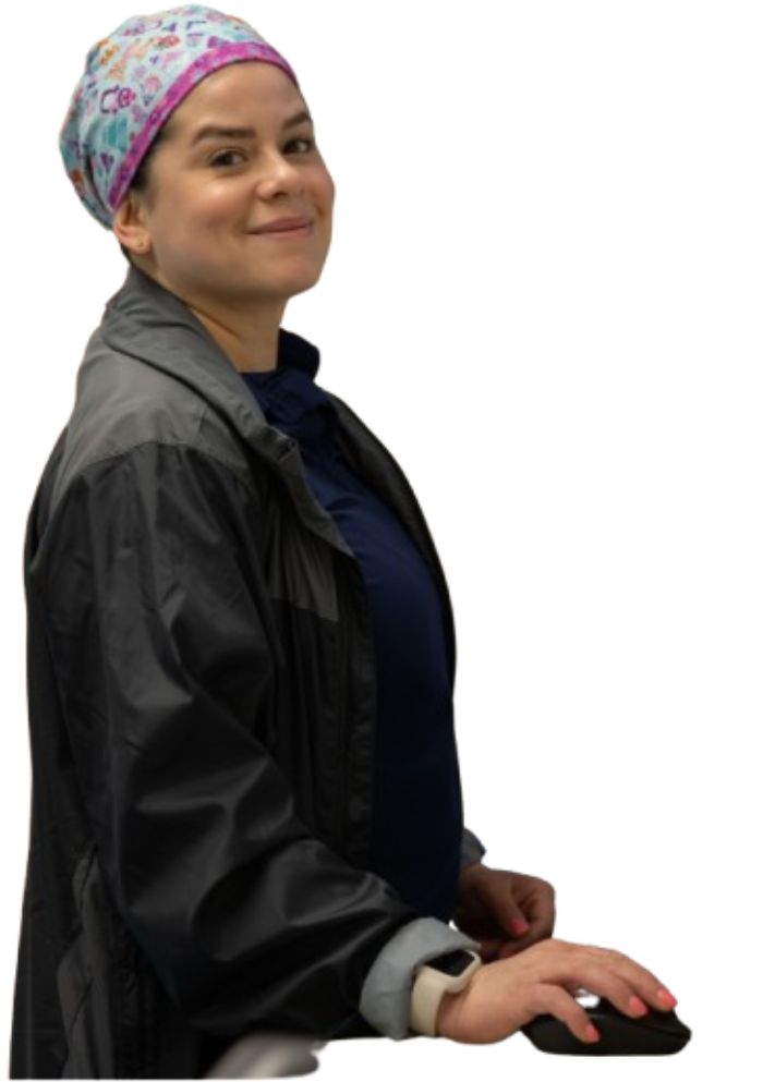 "Female Certified Surgical Technologist (CST) from ASSI, demonstrating expertise in the operating room."